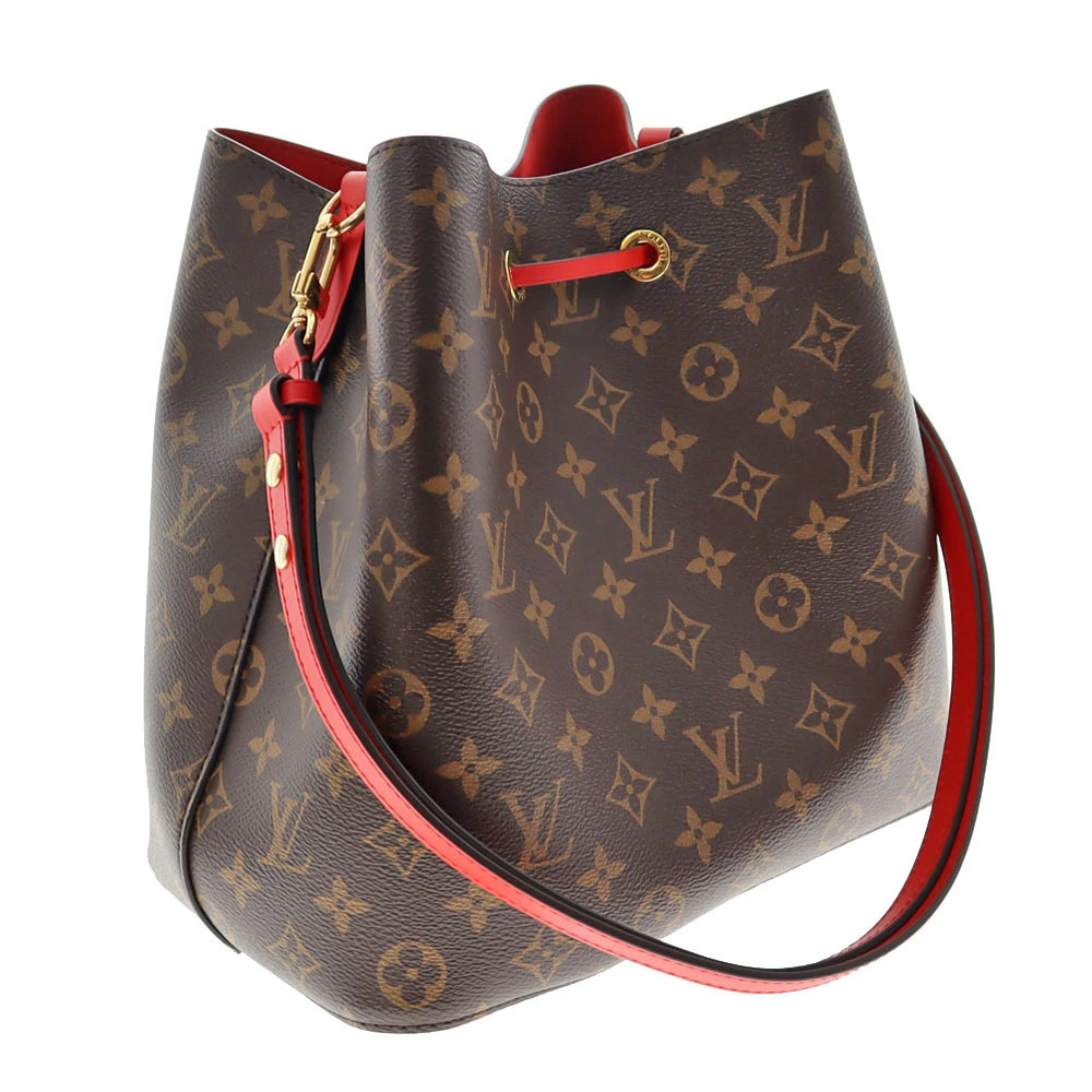 Louis Vuitton Monogram Red Bucket Bag Canvas Noe Coquelicot Shoulder Neo